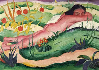 Nude Lying in the Flowers Franz Marc